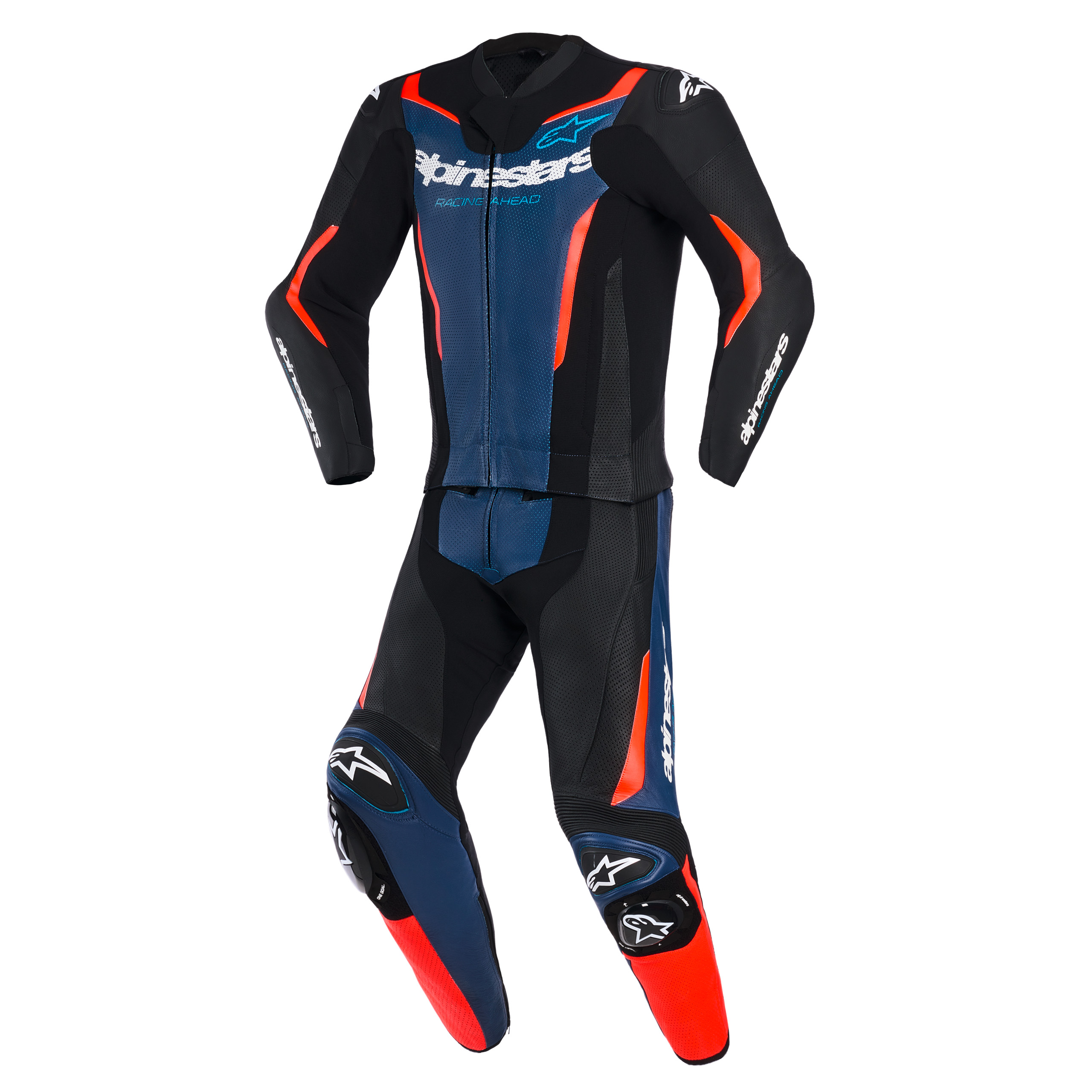 Alpinestars-GP Force V2 Lederkombi 2-tlg. schwarz/blau/fluo rot-0001711999129