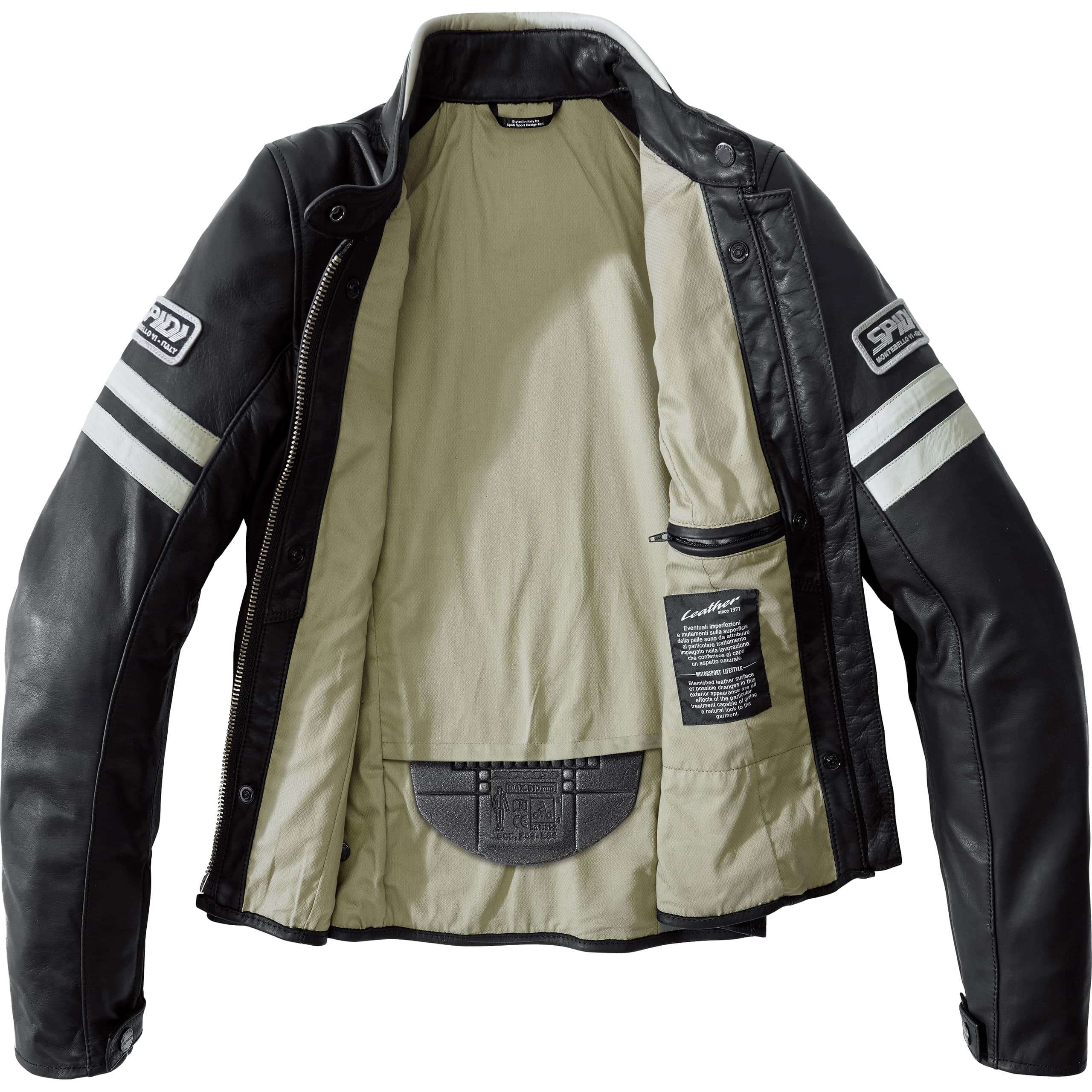 SPIDI-Vintage Damen Lederjacke schwarz/weiß 40 (IT 46)-1006251999004407