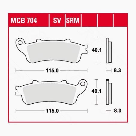 TRW Lucas Bremsbeläge organisch MCB704 115x40,1x8,3mm - Motorradteile & Ersatzteile - Bremsen