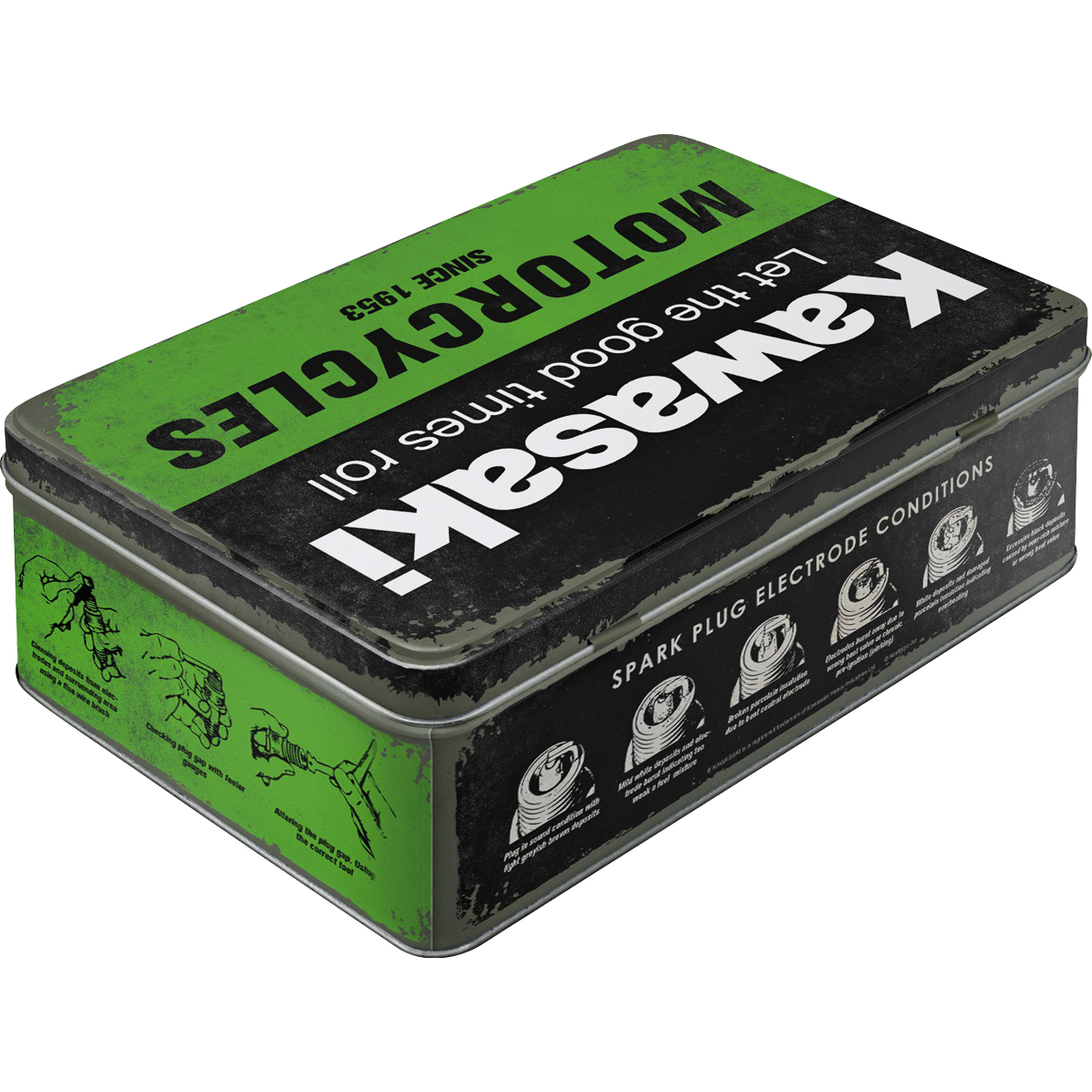 Nostalgic-Art-Vorratsdose Flach "Kawasaki - Motorcycles"-5741081207000400