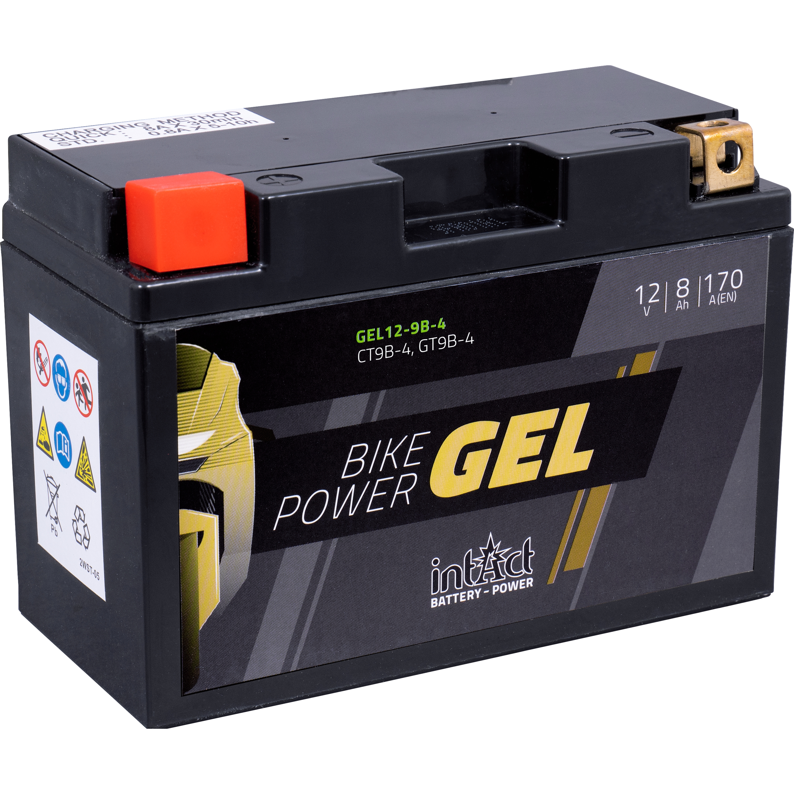 intAct Batterie Bike Power Gel geschlossen GEL12-9B-4 12V/8Ah (YT9B - Motorradteile & Ersatzteile - Batterien
