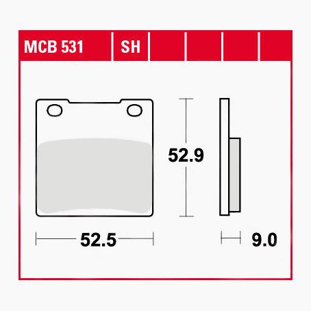 TRW Lucas Bremsbeläge Sintermetall Street MCB531SH 52,5x52,9x9mm - Motorradteile & Ersatzteile - Bremsen