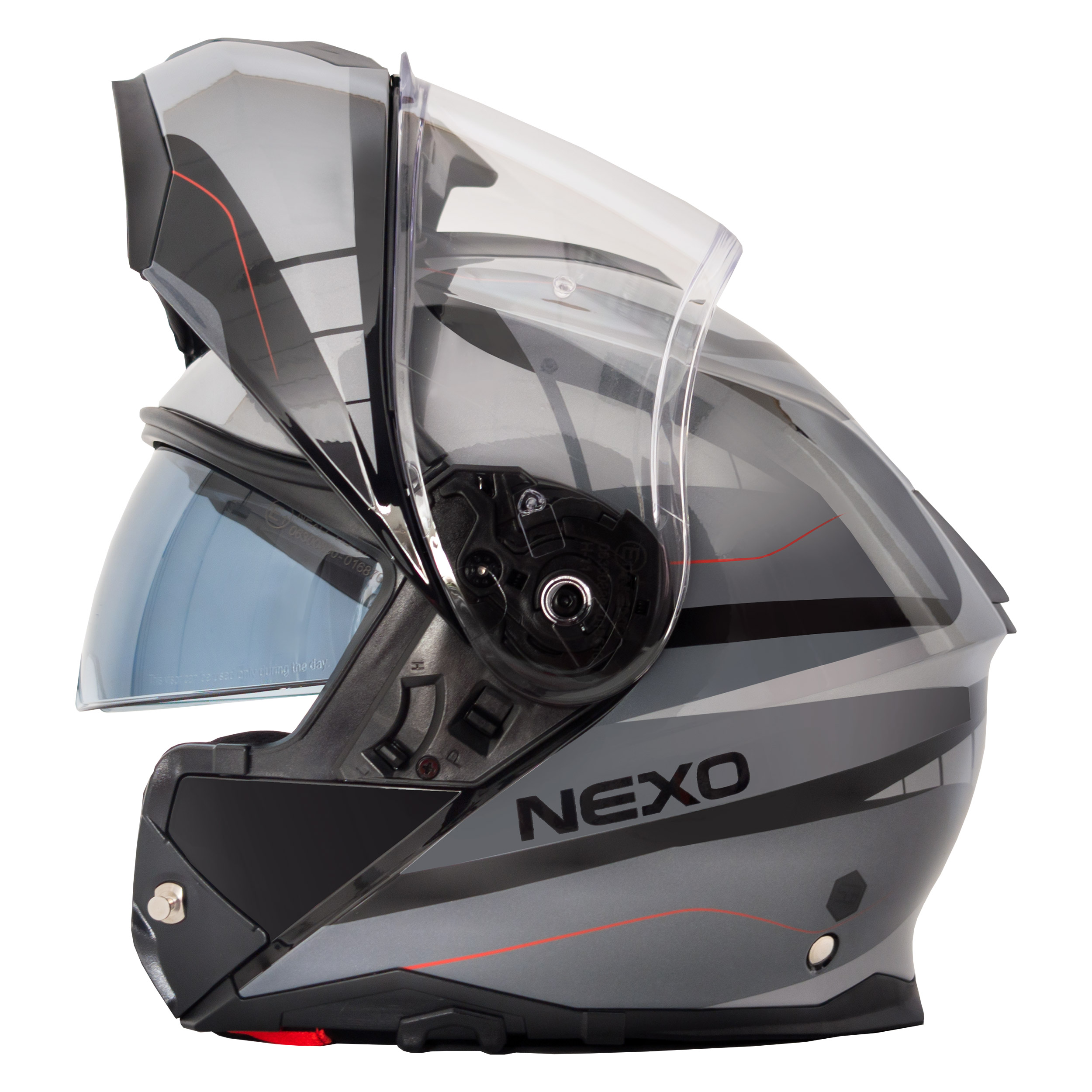 Nexo Klapphelm Comfort II grau/rot Dekor #26 S - Touring - Helme & Brillen