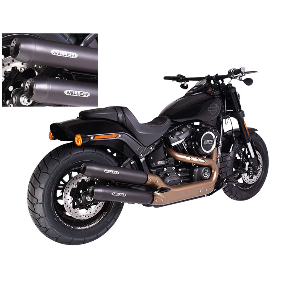 Miller Exhaust Auspuff Paar Tapered schwarz/schwarz für Fat Bob Euro4 - Motorradteile & Ersatzteile - Auspuff