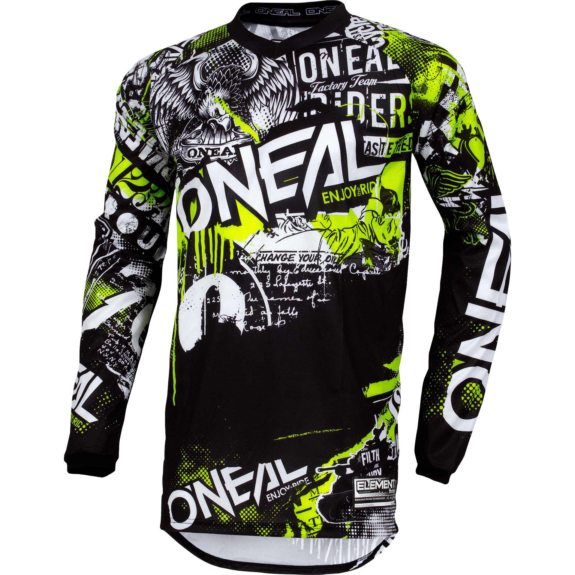 O'Neal Element Attack Jersey schwarz/neongelb S - Motorradbekleidung - Motorradjacken