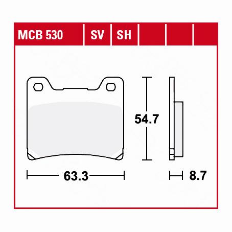 TRW Lucas Bremsbeläge organisch MCB530 63,3x54,7x8,7mm - Motorradteile & Ersatzteile - Bremsen