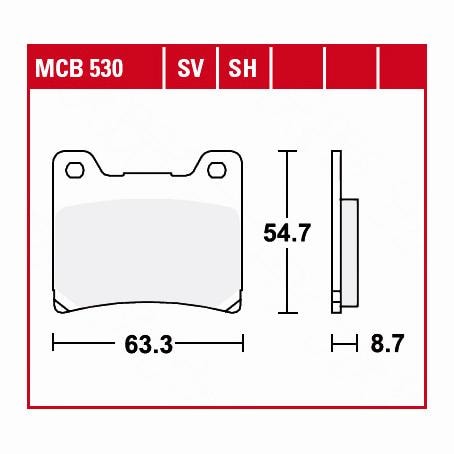 TRW Lucas Bremsbeläge organisch MCB530 63,3x54,7x8,7mm - Motorradteile & Ersatzteile - Bremsen