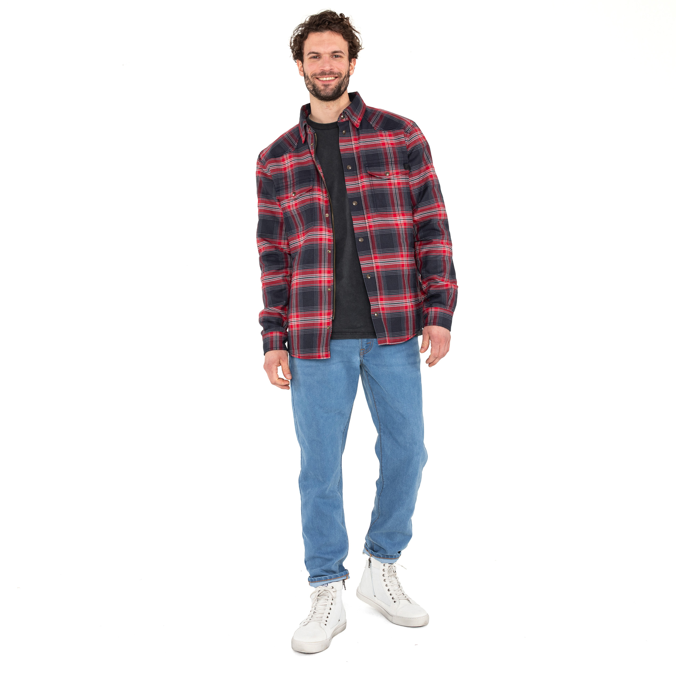 John Doe-Motoshirt Hemd grau/rot-2016531999002