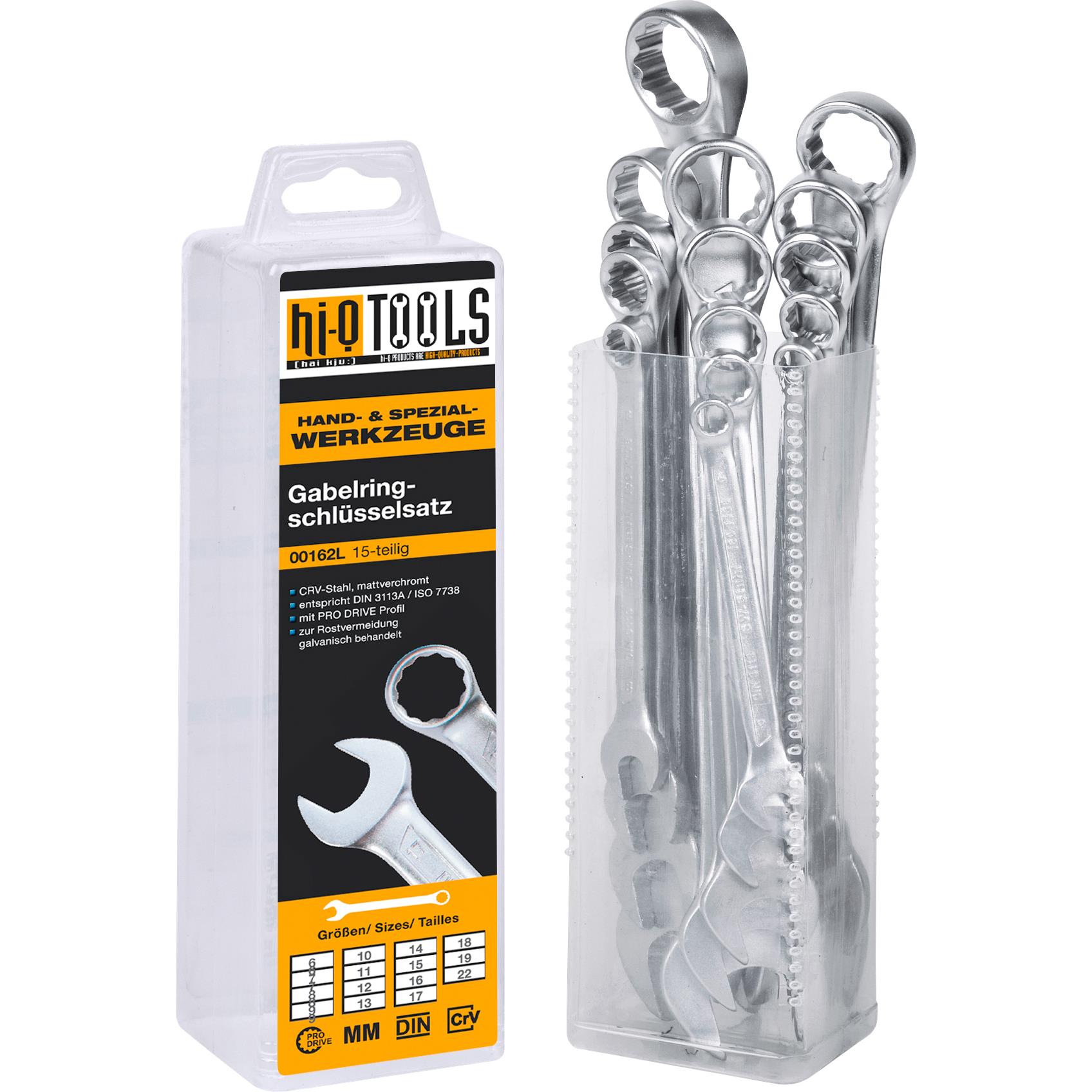 Hi-Q Tools Ringmaulschlüsselsatz gekröpft 15-teilig - Motorradzubehör - Werkzeuge