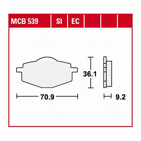 TRW Lucas Bremsbeläge organisch MCB539 70,9x36,1x9,2mm - Motorradteile & Ersatzteile - Bremsen