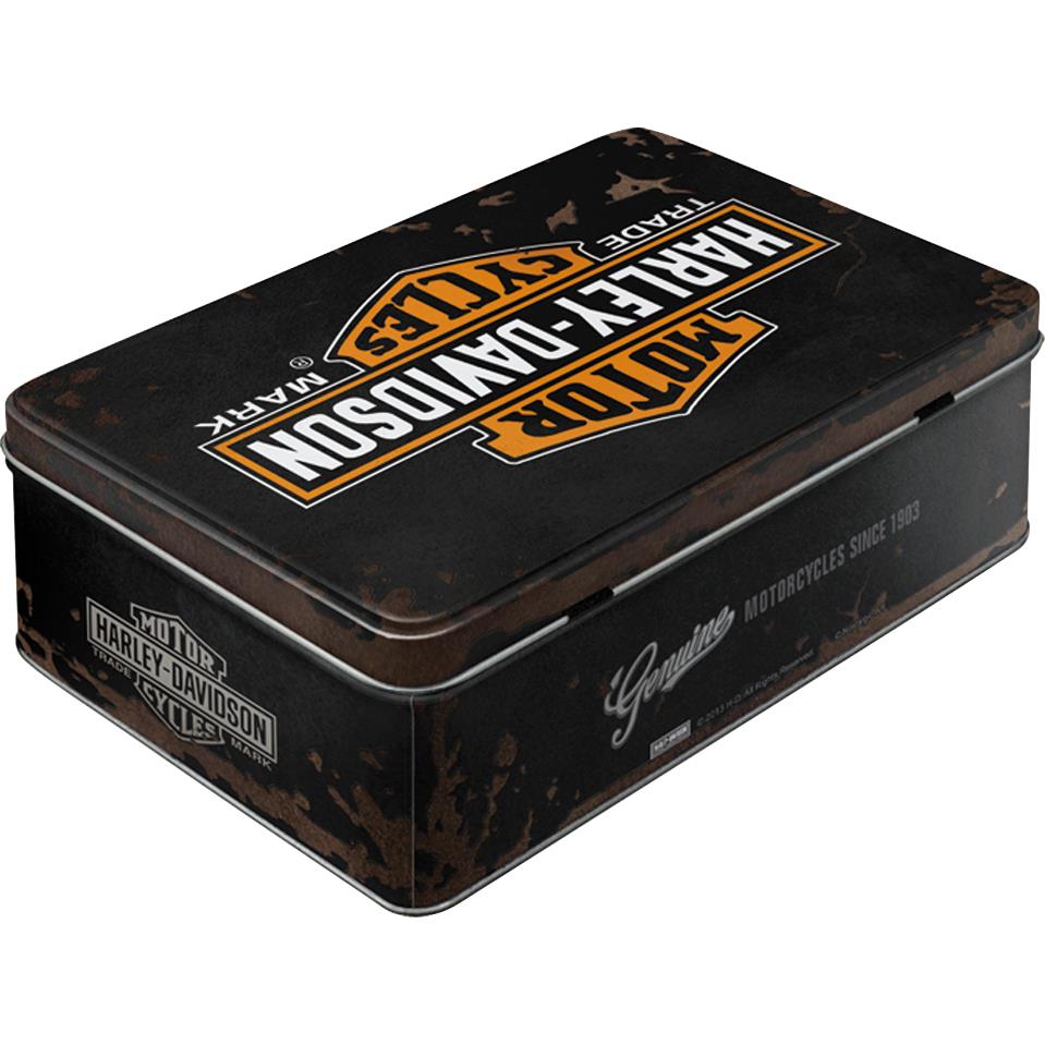Nostalgic-Art-Vorratsdose Flach "Harley-Davidson Genuine"-5696801207000050