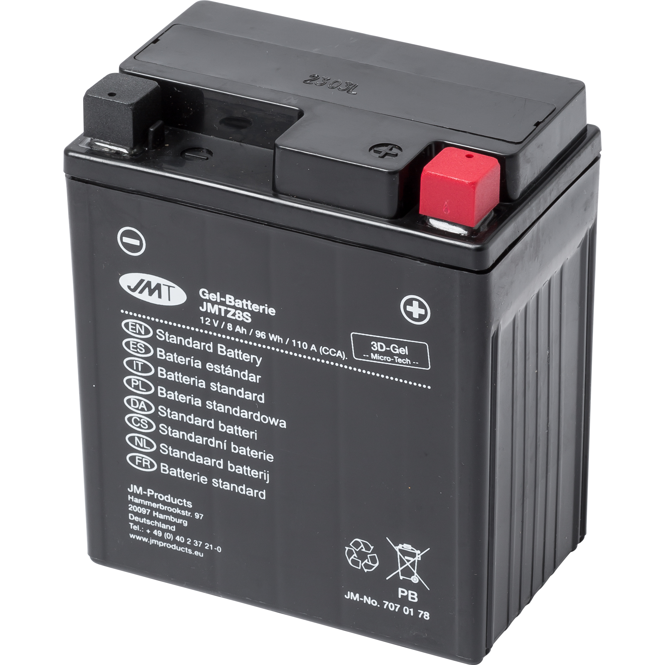 JMT Batterie Gel geschlossen YTZ8V 12V/7Ah - Motorradteile & Ersatzteile - Batterien