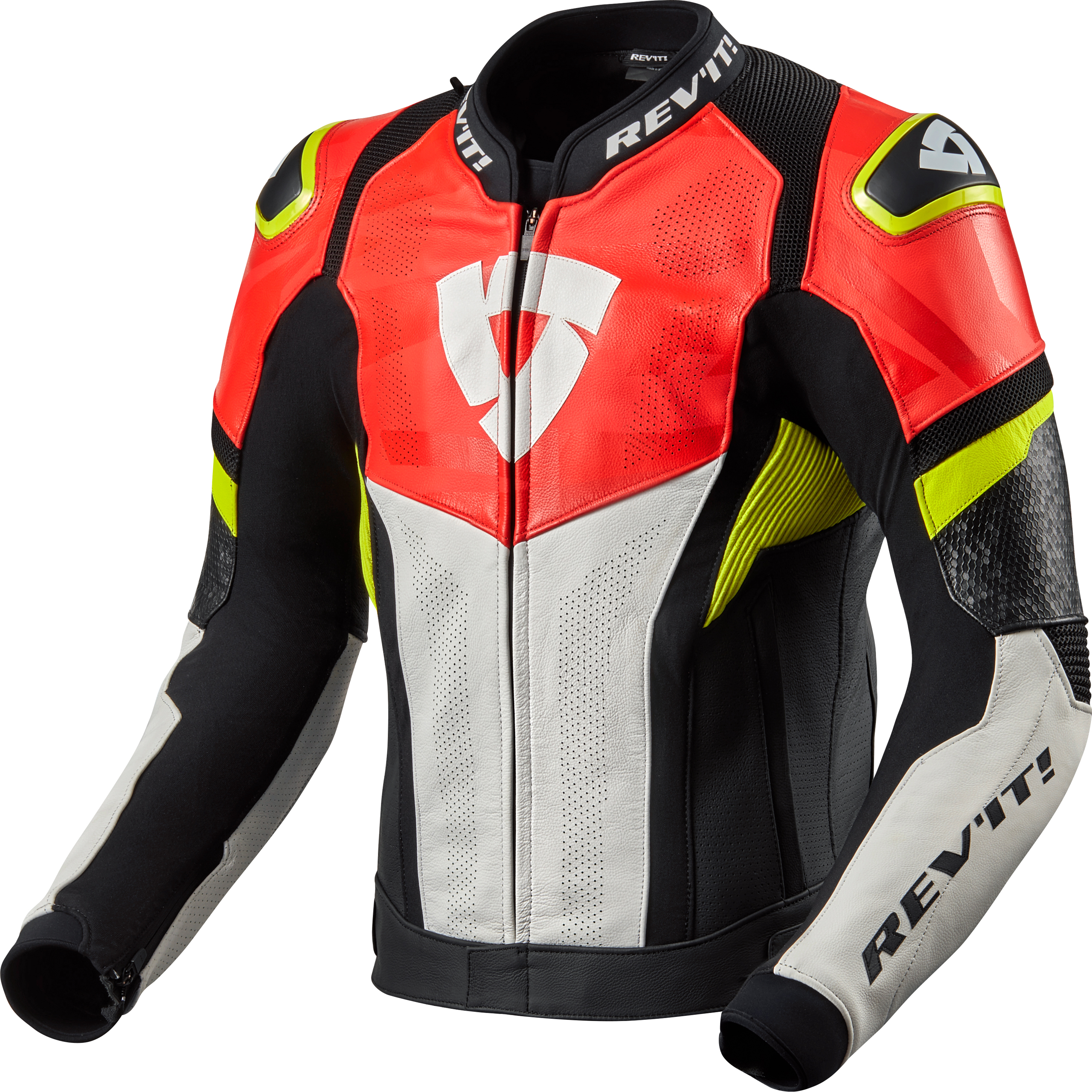 REV'IT!-Hyperspeed Air Lederjacke schwarz/neonrot 48-1005561999002305