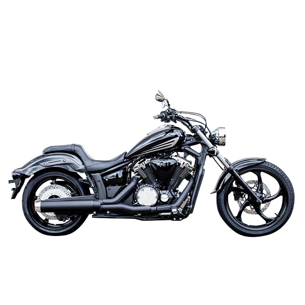 Miller Exhaust Auspuff kurz Tapered schwarz/poliert für XVS 1300 Custom - Motorradteile & Ersatzteile - Auspuff