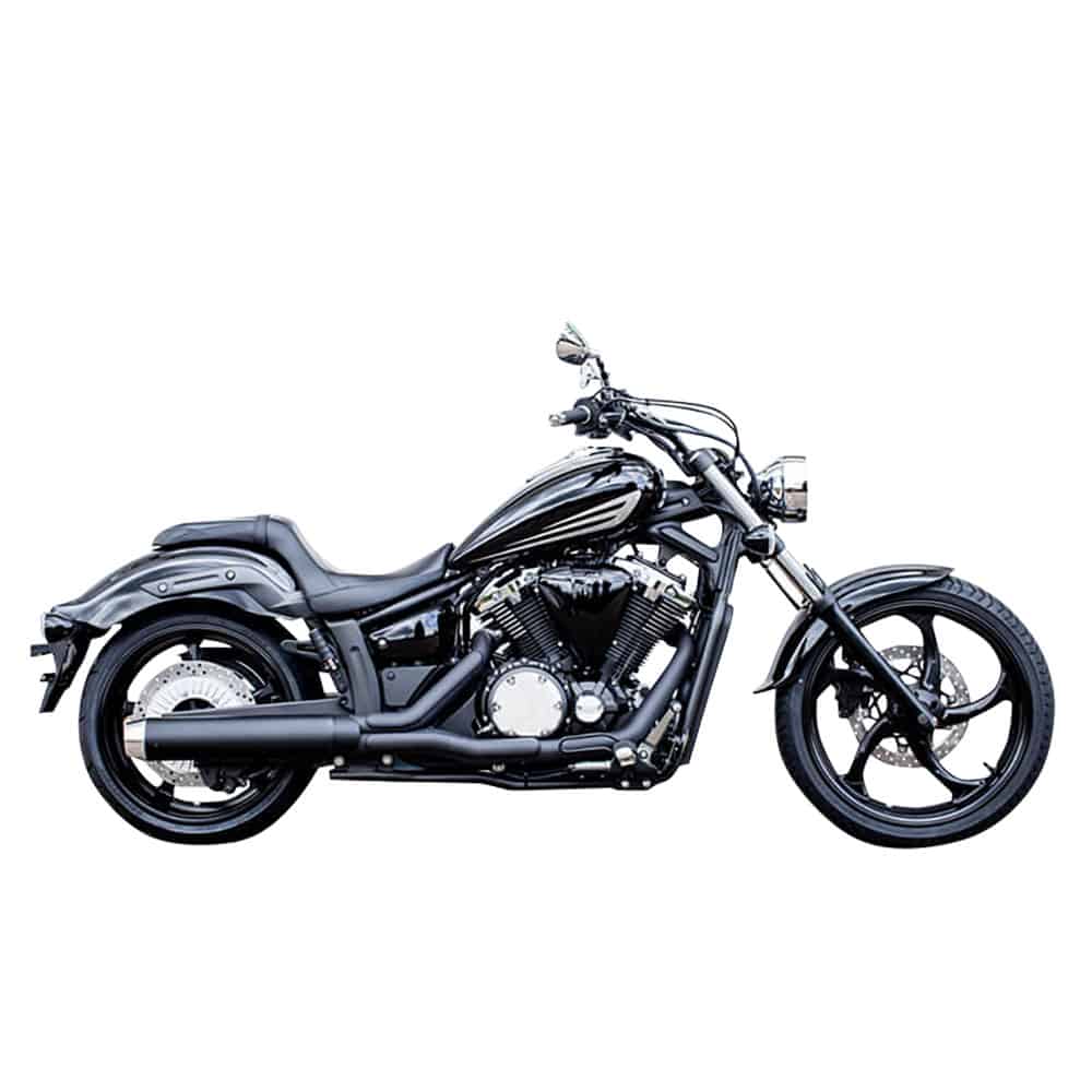 Miller Exhaust Auspuff kurz Tapered schwarz/poliert für XVS 1300 Custom - Motorradteile & Ersatzteile - Auspuff