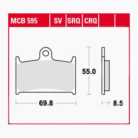 TRW Lucas Bremsbeläge Sintermetall Street MCB595SV 69,8x55x8,5mm - Motorradteile & Ersatzteile - Bremsen