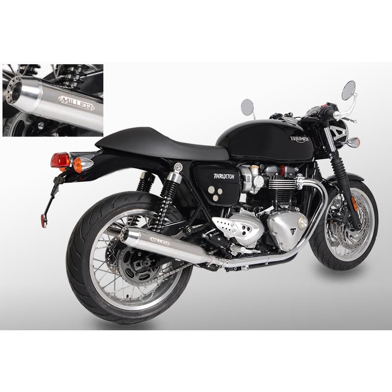 Miller Exhaust Auspuff Tapered poliert für Triumph Thruxton R 2016-2020 - Motorradteile & Ersatzteile - Auspuff