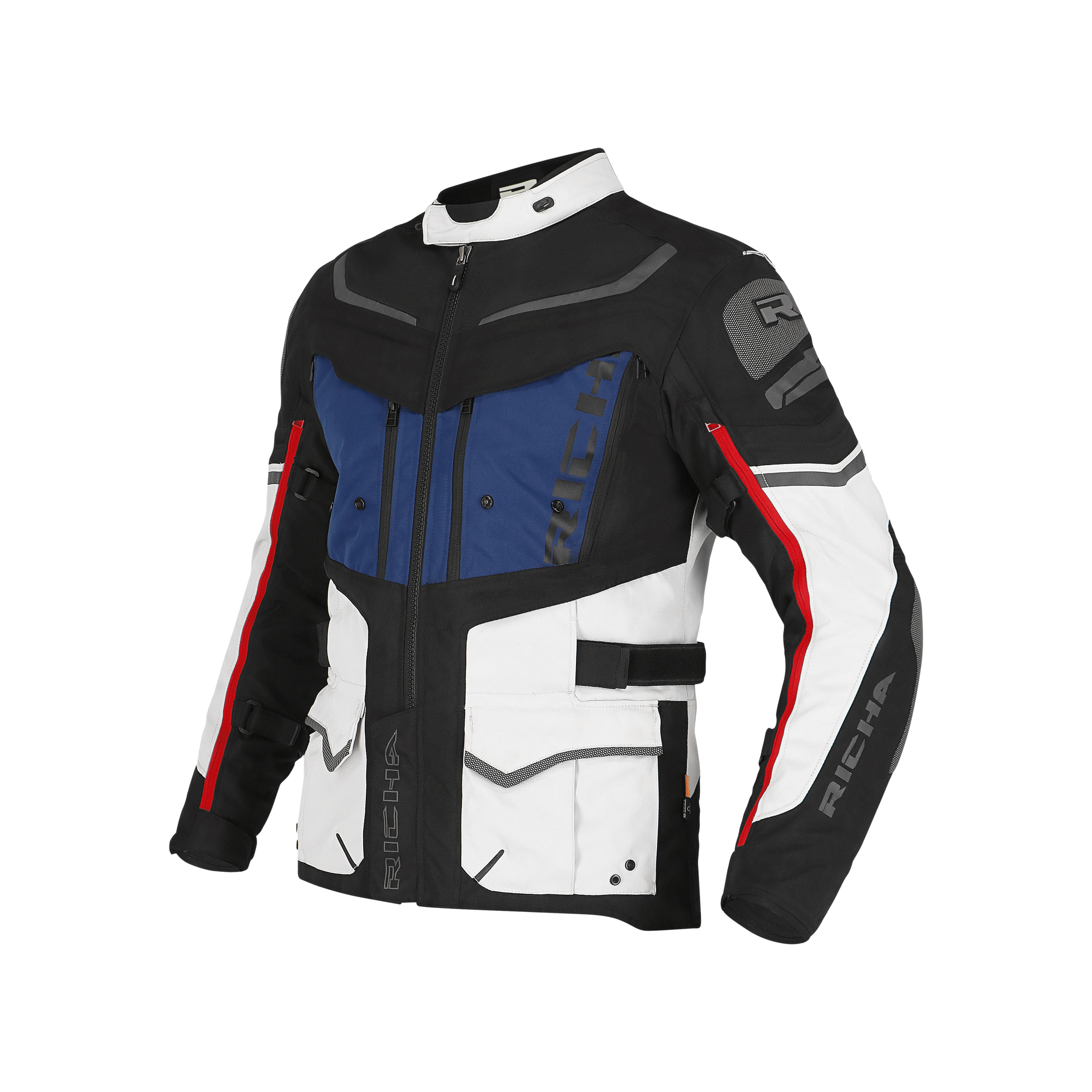 Richa-Infinity 2 Adventure Textiljacke hellgrau/blau/rot M-2017411999034009