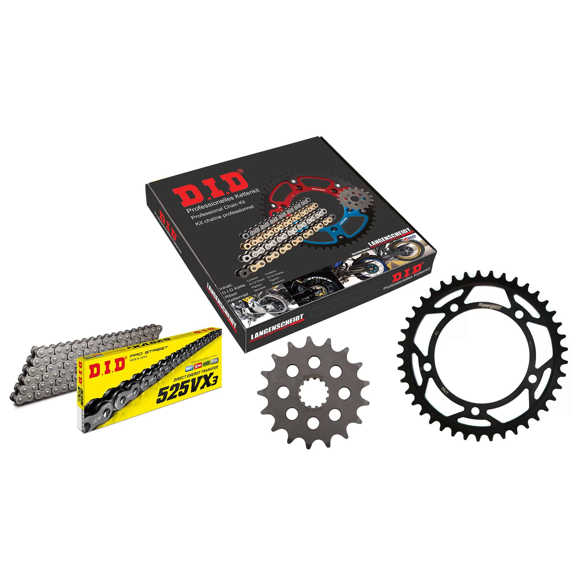 D.I.D. kit chaîne 525VX3 rivet X 17/41/112 pour Kawasaki/Suzuki KLV/DL