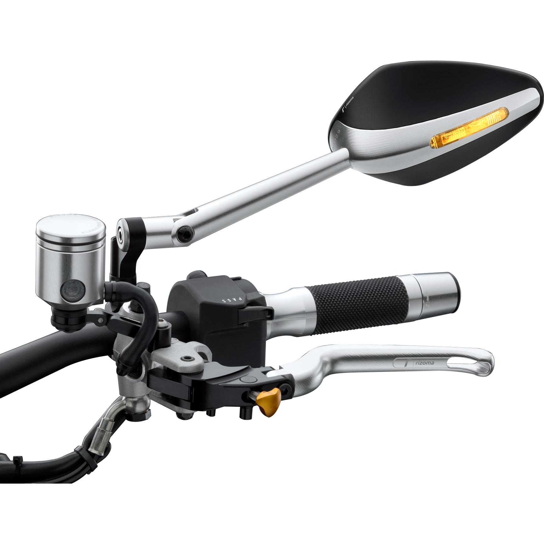 Rizoma-Lenkerspiegel/Blinker ohne Aufnahme Veloce BS306A silber/sch-5694651113000742