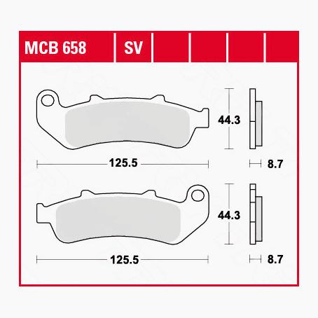 TRW Lucas Bremsbeläge organisch MCB658 125,5x44,3x8,7mm - Motorradteile & Ersatzteile - Bremsen