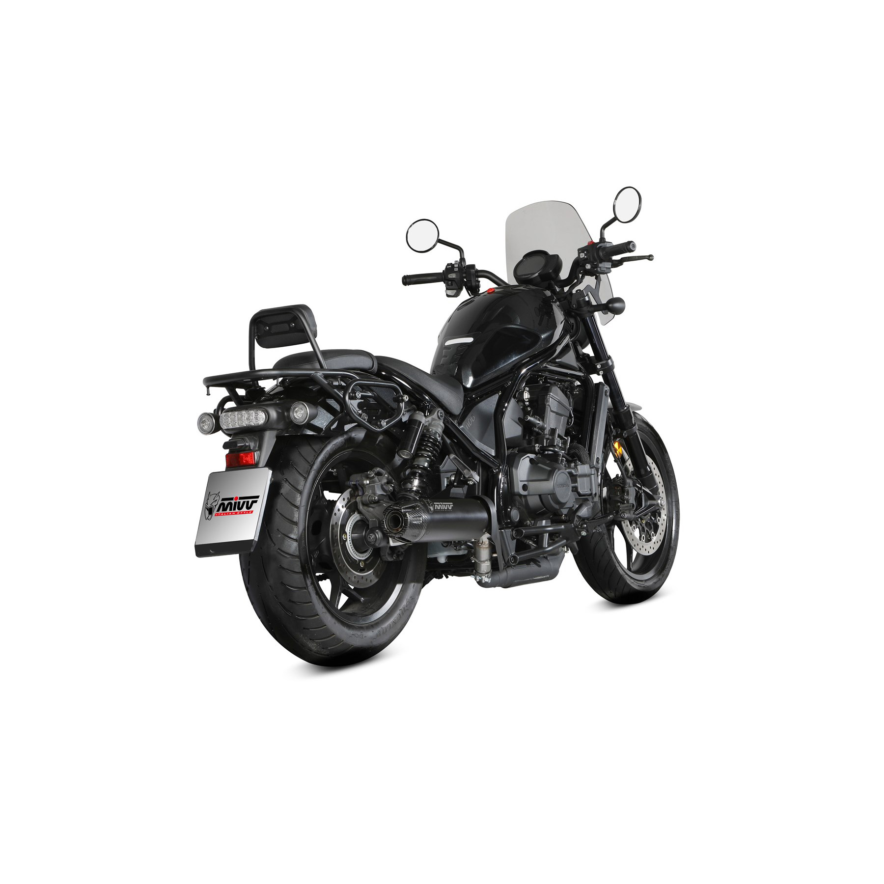 MIVV-Auspuff HR-1 schwarz/Carbon lang für CMX 1100 Rebel 22-24-0001269003000009