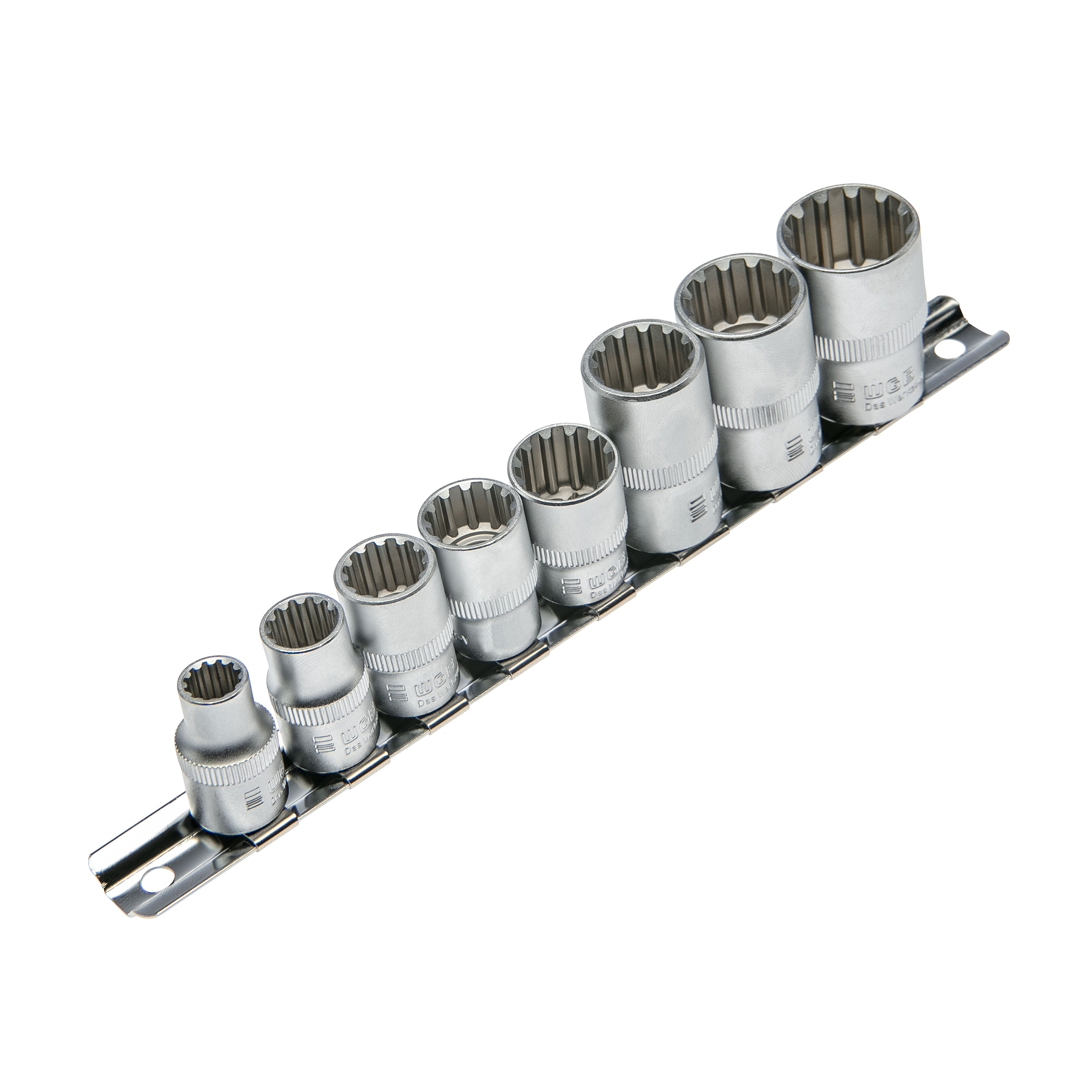 WGB-3/8"+1/2" Spline Steckschlüssel, 8-Tlg, Auf Metallschiene-0001352158000000