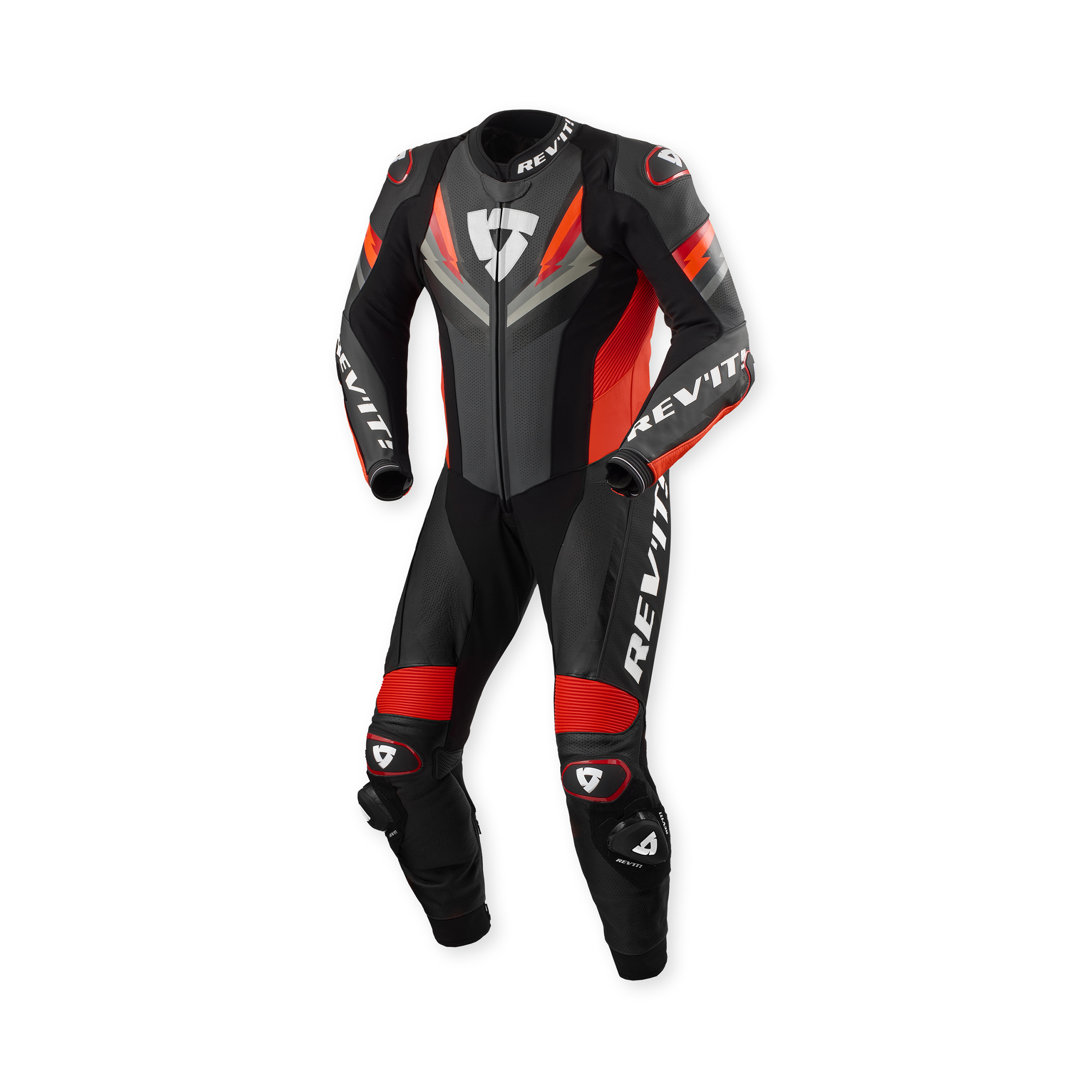 REV'IT!-Quantum 3 Lederkombi 1-tlg. anthrazit/neonrot 54-0000790999076308