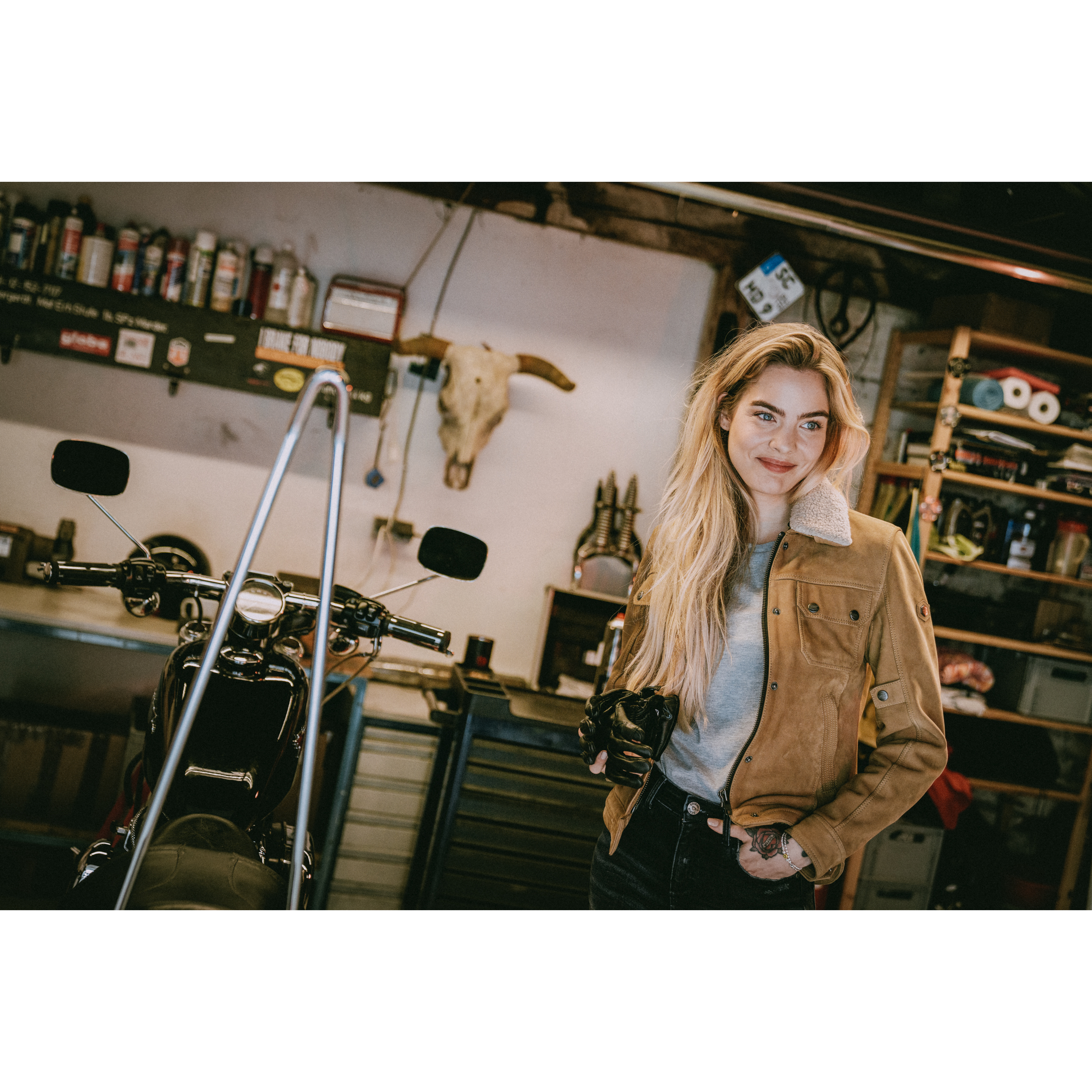 Spirit Motors-Brave Ebony Damen Lederjacke beige-1000121999013