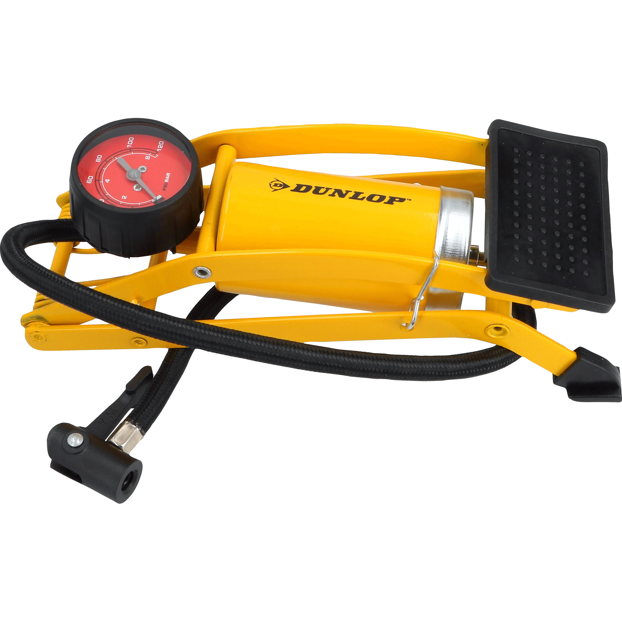 Dunlop Fußpumpe mit Manometer - Motorradzubehör - Werkstattzubehör