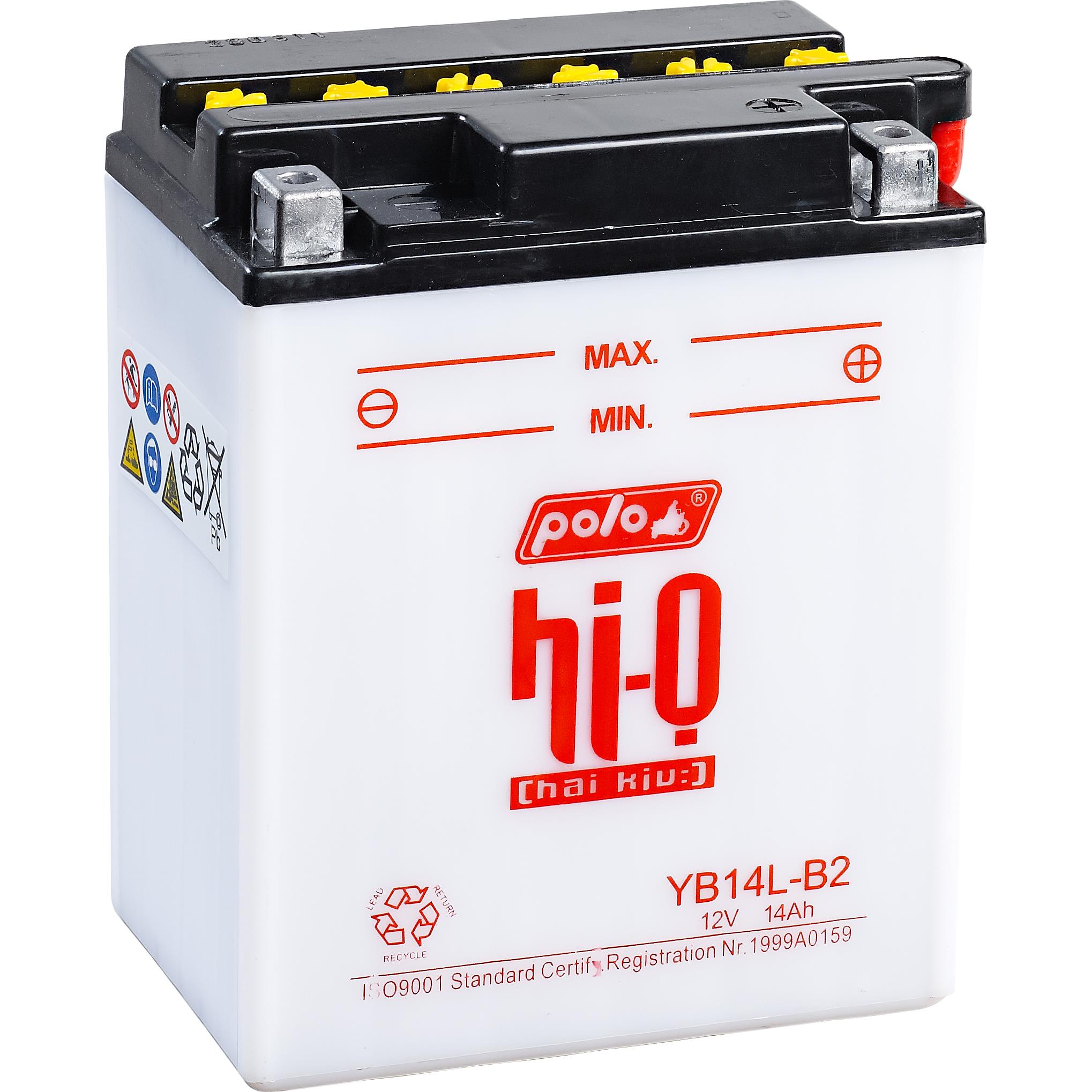 Hi-Q Batterie inkl. Säure YB14L-B2, 12V, 14Ah, 900ml - Motorradteile & Ersatzteile - Batterien