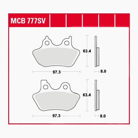 TRW Lucas Bremsbeläge Sintermetall Street MCB777SV 97,3x63,4x8mm - Motorradteile & Ersatzteile - Bremsen