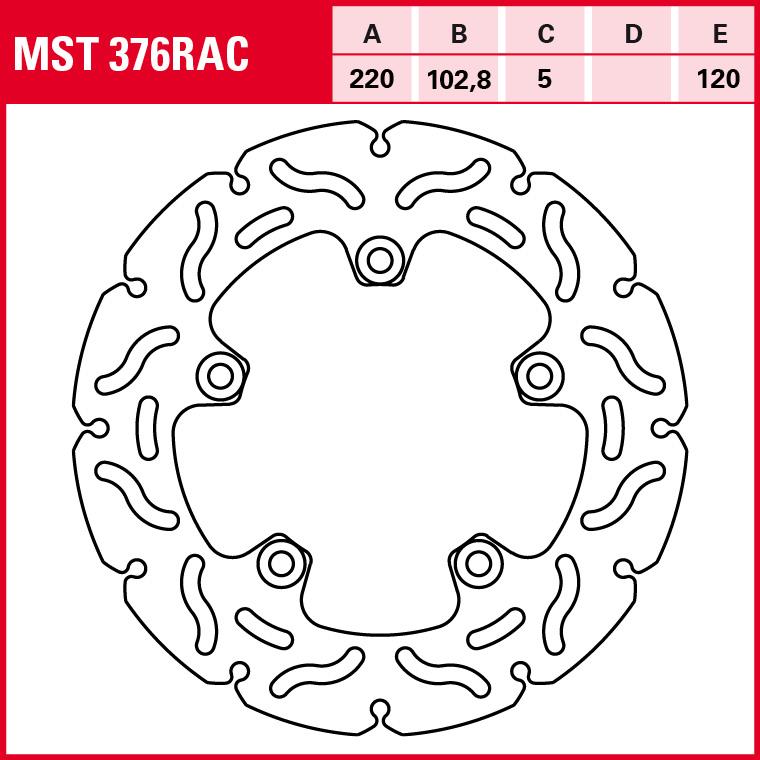 TRW Lucas Bremsscheibe RAC starr MST376RAC 220/102,8/120/5mm - Motorradteile & Ersatzteile - Bremsen