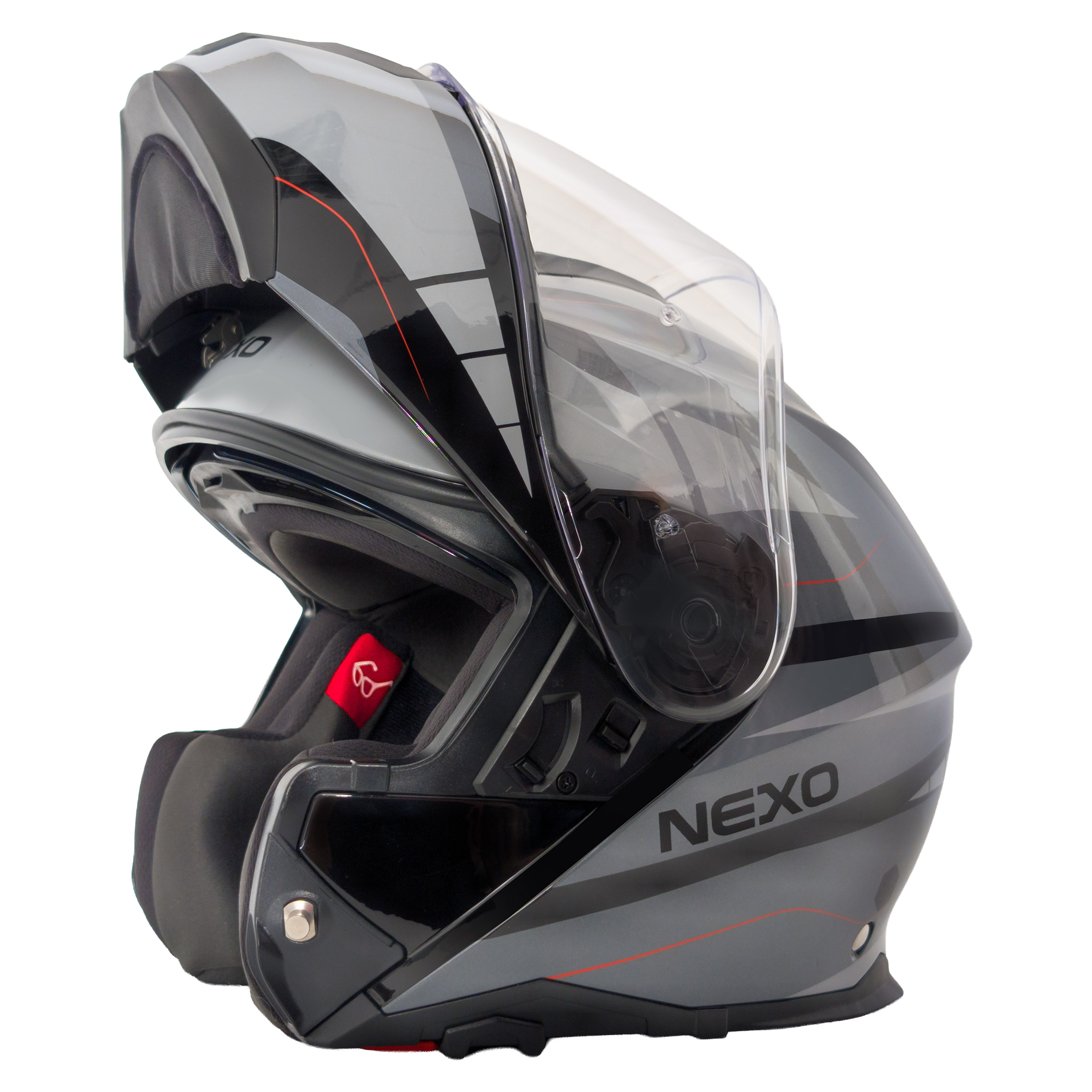 Nexo-Klapphelm Comfort II grau/rot Dekor #26-4701291999061