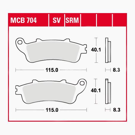 TRW Lucas Bremsbeläge Sintermetall Street MCB704SV 115x40,1x8,3mm - Motorradteile & Ersatzteile - Bremsen