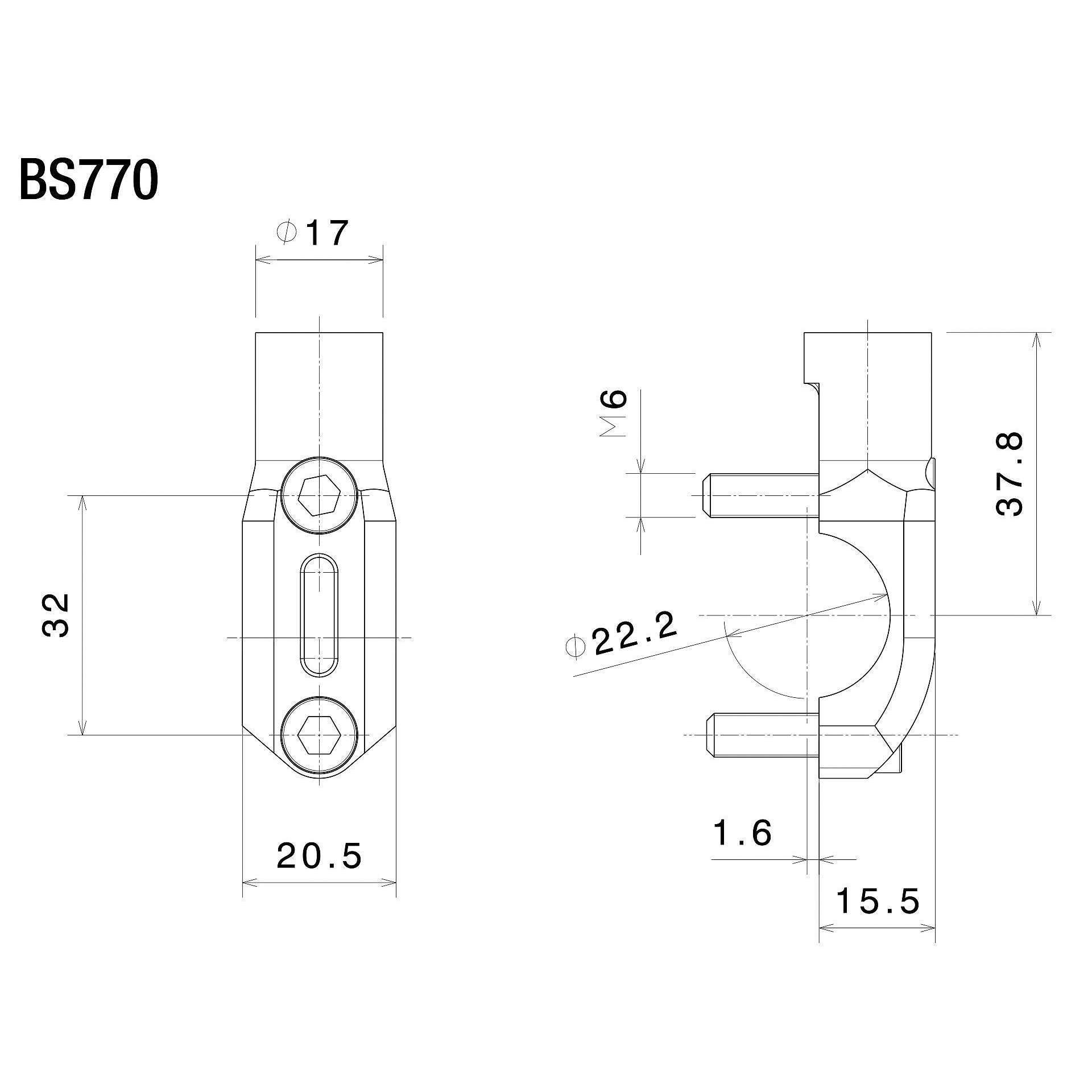 Rizoma-Lenkerspiegelaufnahme M10x1,25R BS770B universell-5599151174000490