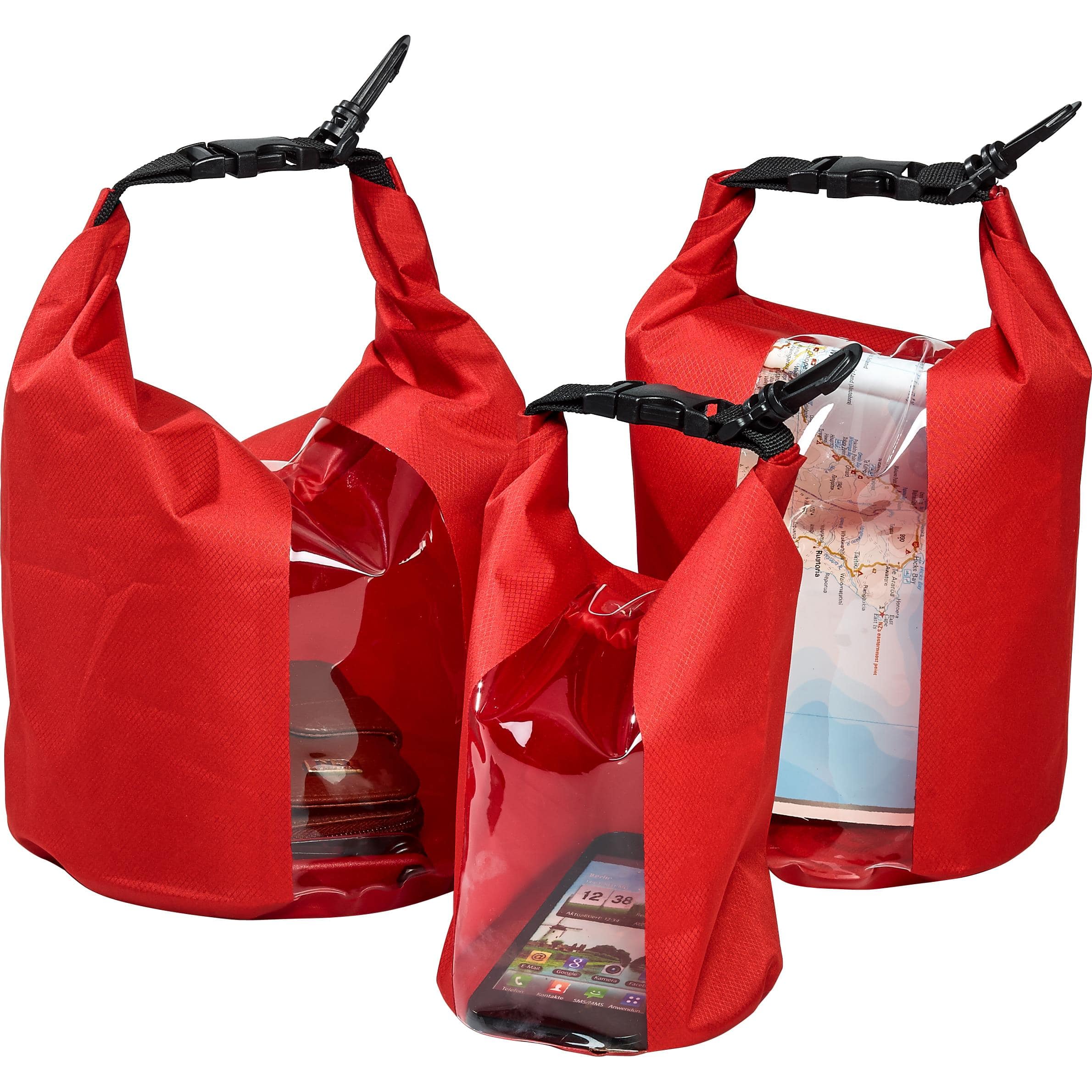 QBag-3er Set Innentaschen/Gepäckrollen 15 Liter Stauraum rot-5694051210001141