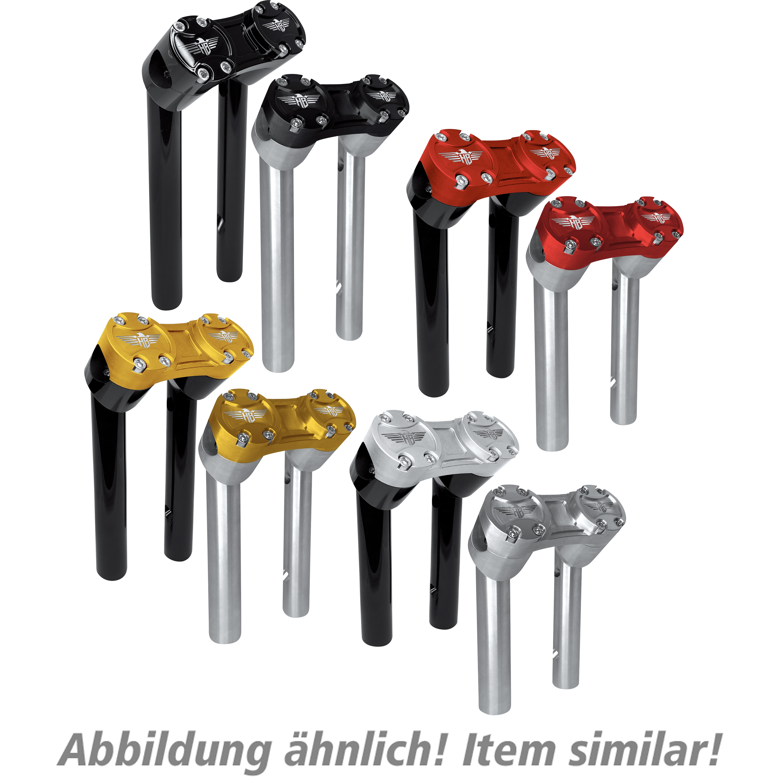 HeinzBikes Clubstyle Pullback Risers für 25,4mm/1" 15cm/6" silber/rot - Motorradteile & Ersatzteile - Anbauteile