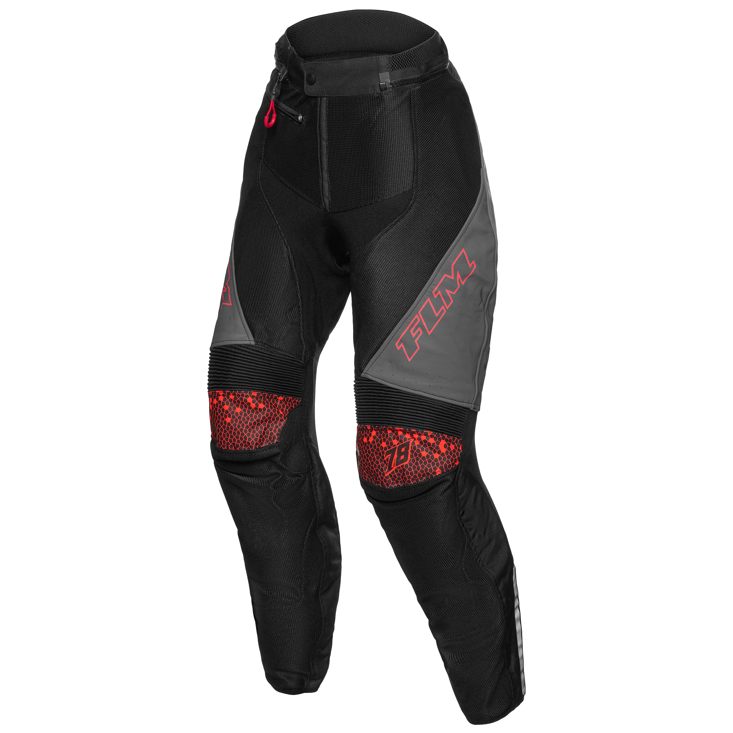 Pantalon en cuir et textile pour femme FLM Croft Air, rouge