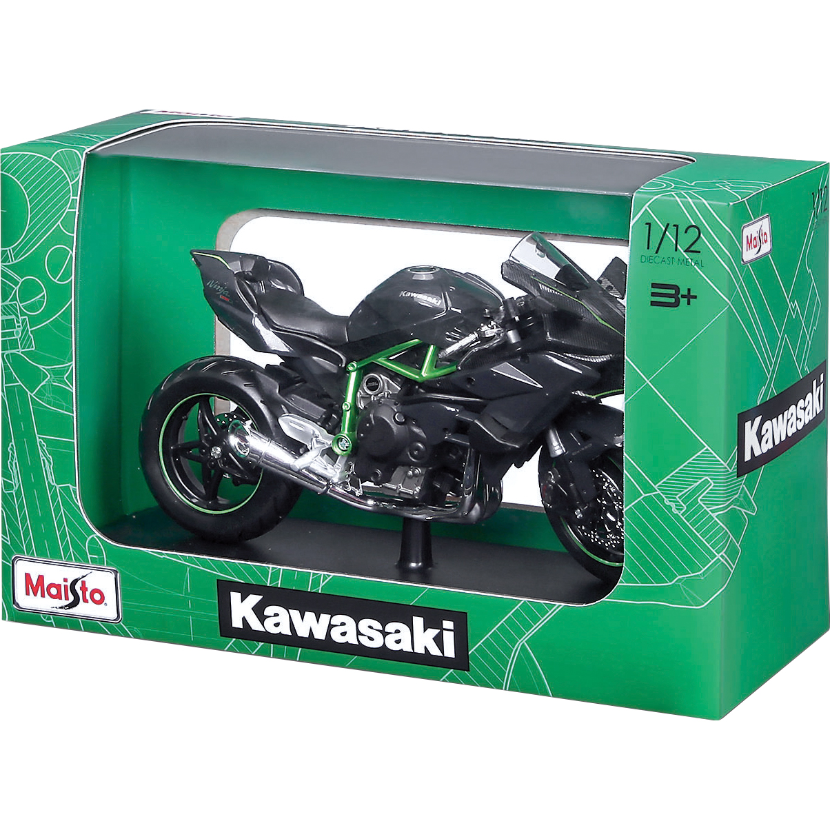 Maisto-1:12 Kawasaki Ninja H2 R auf Sockel-5742491224999000