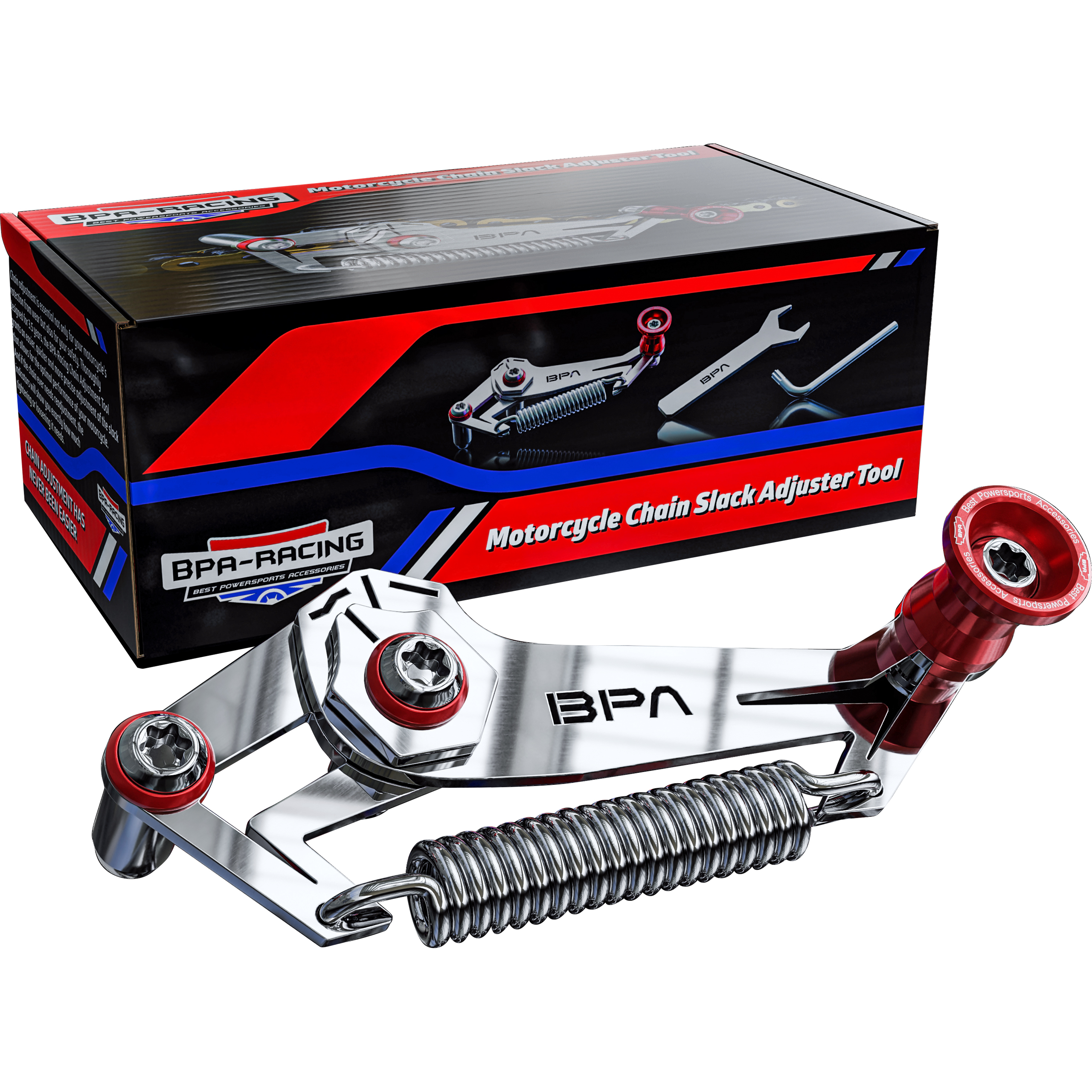 BPA Racing-Kettenspanner Werkzeug Durchhangprüfer silber/rot-5742341001000160