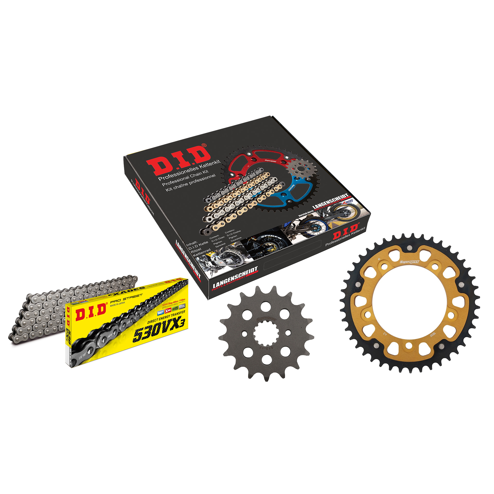 D.I.D. Supersprox Kettenkit Stealth 530VX3 Niet X 17/43/112 gold für Suzuki GS - Motorradteile & Ersatzteile - Kraftübertragung