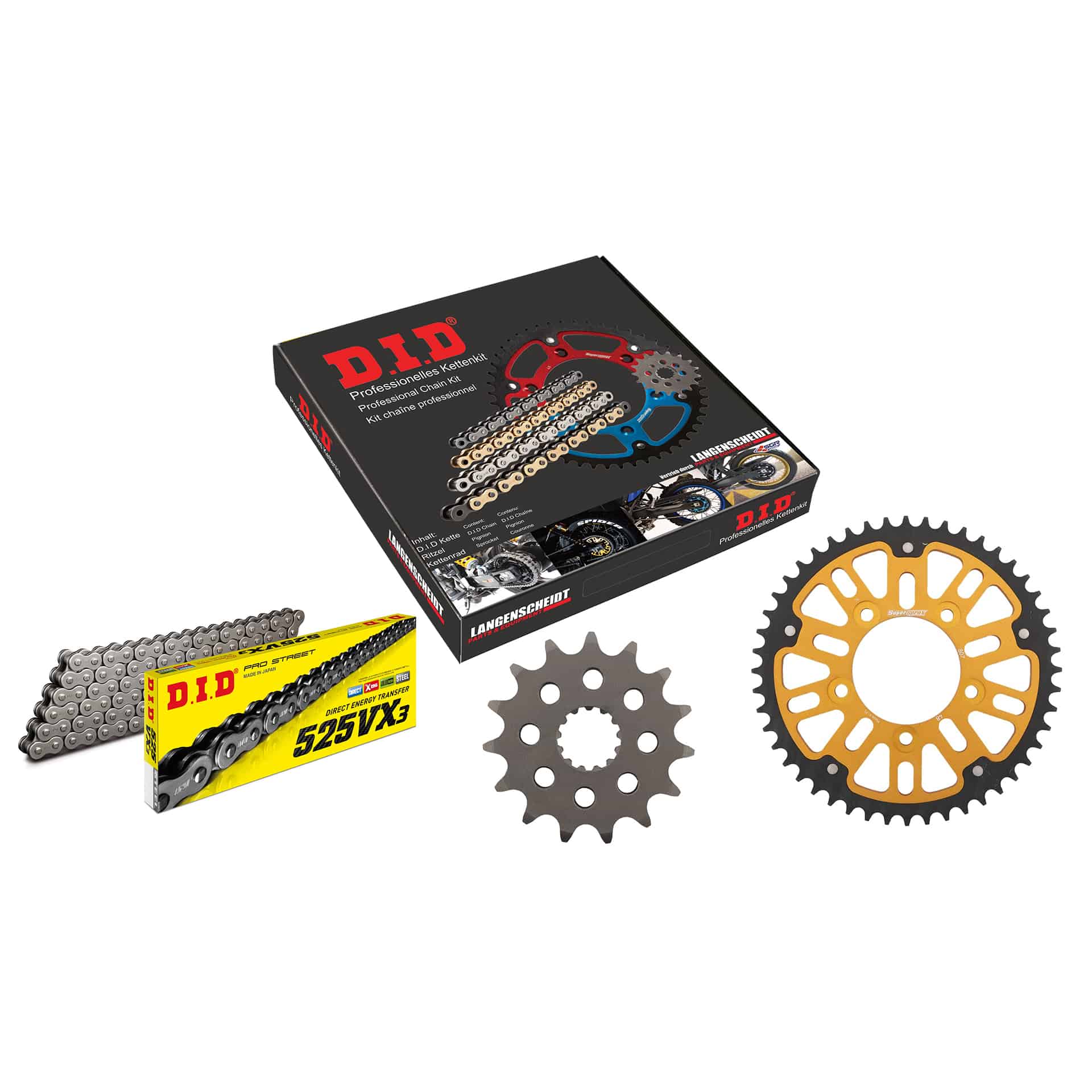 D.I.D. Supersprox Kit de cadena Stealth 525VX3 remache X 15/48/118 oro para GSF/GSX 6