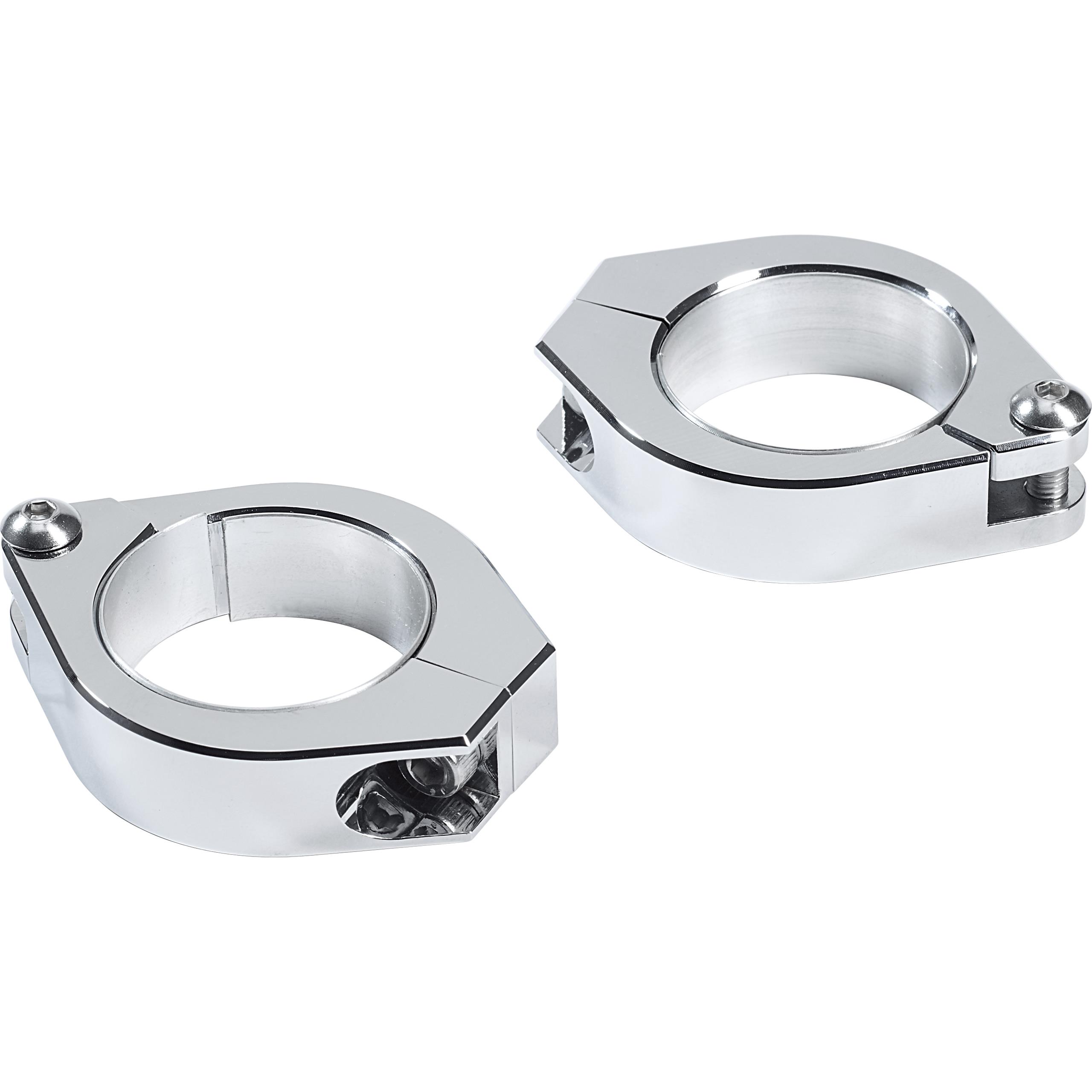 Highsider Standrohrschellenpaar Alu CNC 35-37mm chrom - Motorradteile & Ersatzteile - Beleuchtung