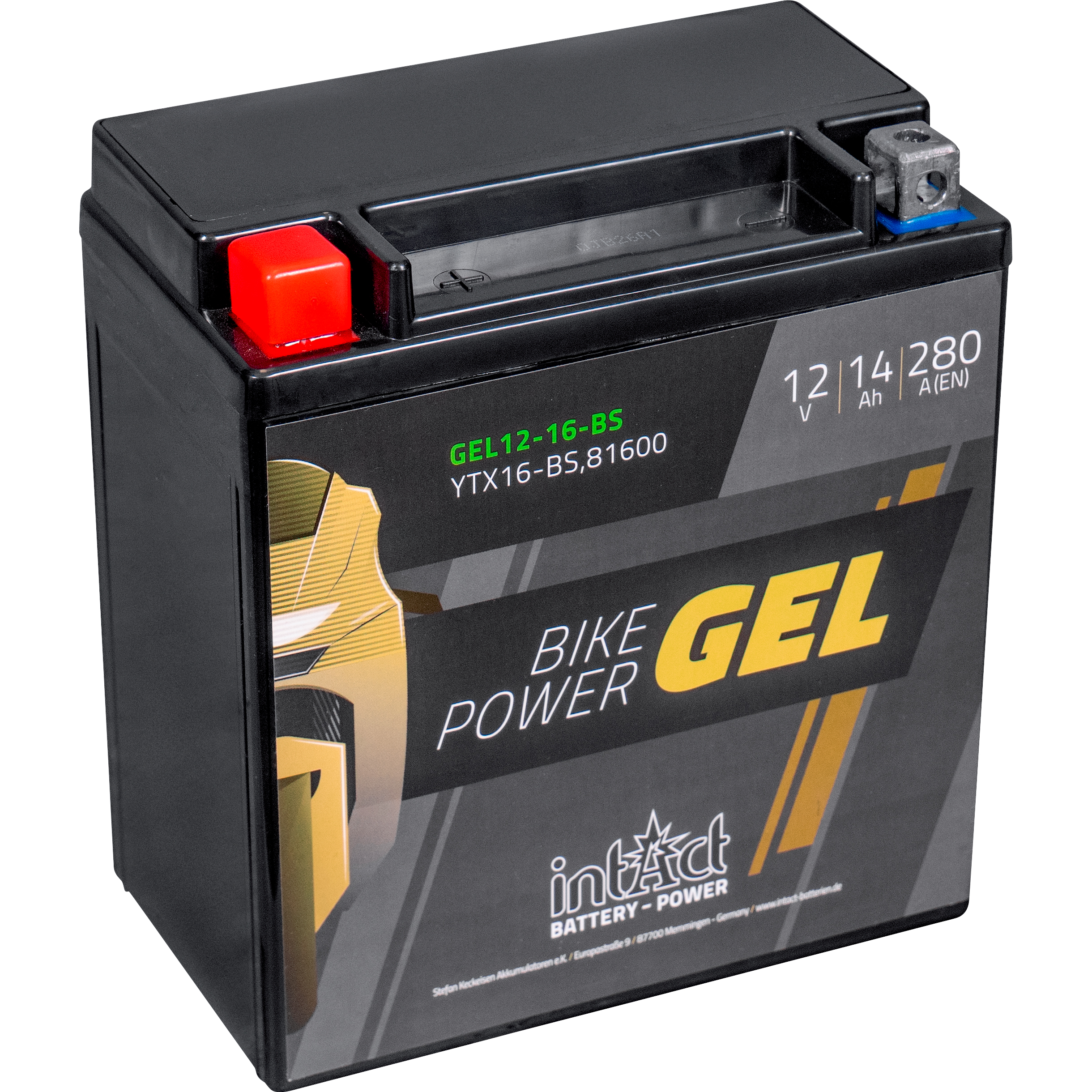 intAct Batterie Bike Power Gel geschlossen TX16-BS 12 Volt, 14Ah - Motorradteile & Ersatzteile - Batterien