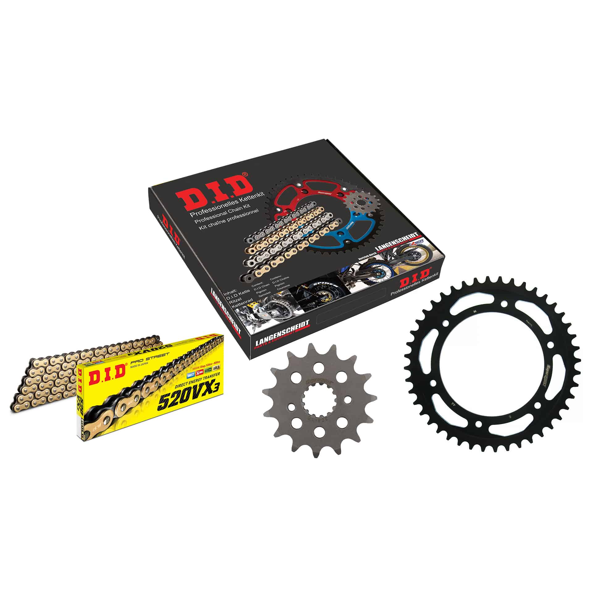 D.I.D. Kettenkit 520VX3(G&B) Niet X 15/44/110 für Pegaso 650 Factor - Motorradteile & Ersatzteile - Kraftübertragung