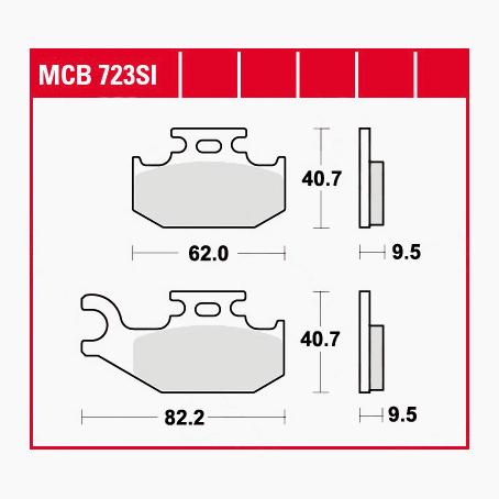 TRW Lucas Bremsbeläge Sintermetall Offroad MCB723SI 82,2/62x40,7x9,5mm - Motorradteile & Ersatzteile - Bremsen