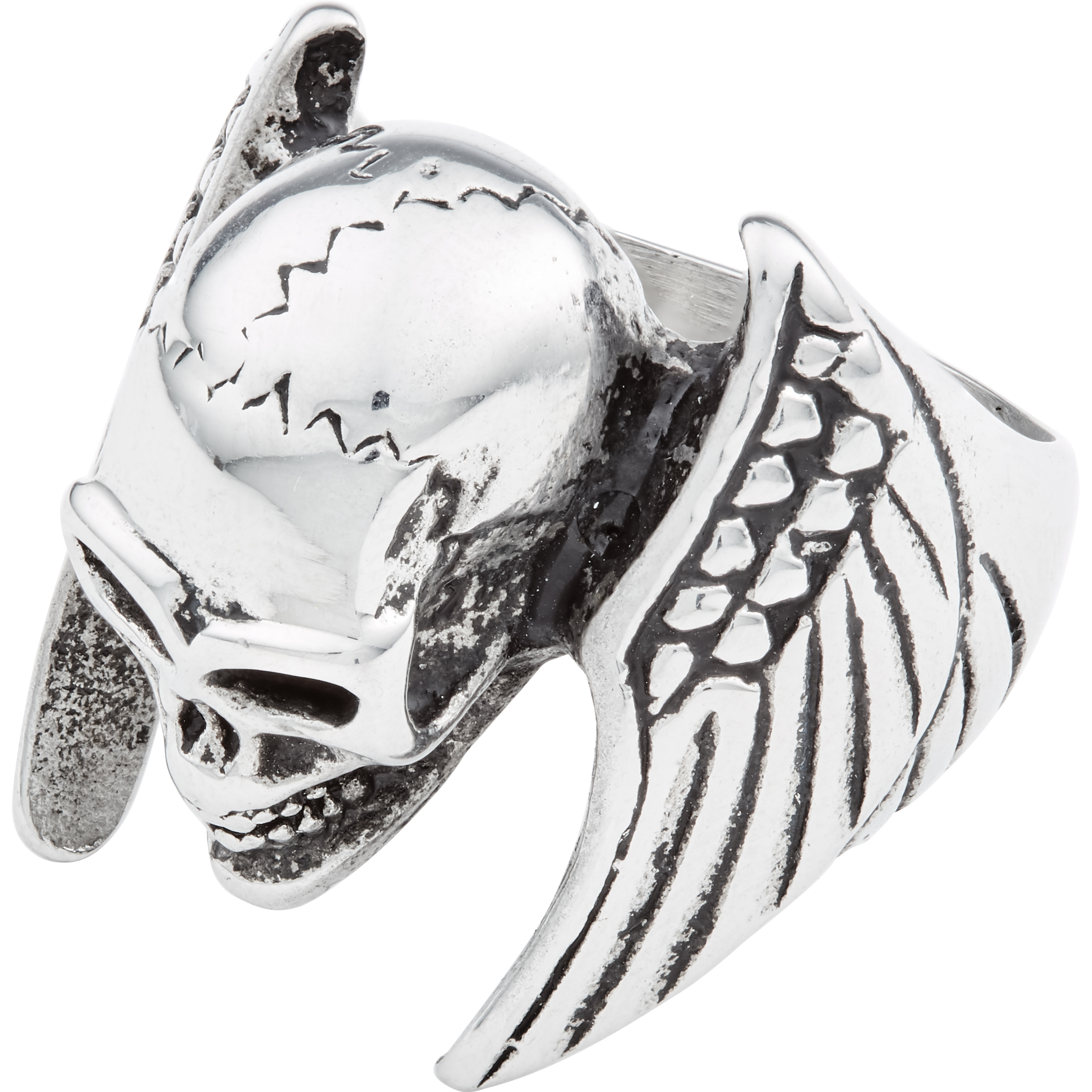 Spirit Motors-Edelstahlring "Winged Skull" silber-8500471
