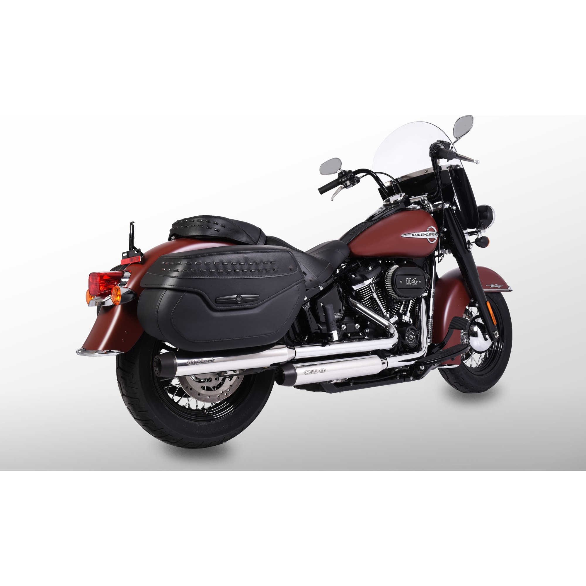Miller Exhaust Auspuff Paar Tapered poliert/schwarz für Heritage Clas 18-20 - Motorradteile & Ersatzteile - Auspuff