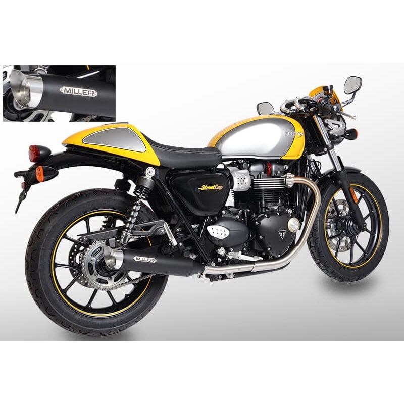 Miller Exhaust échappement SlashCut noir/poli pour Triumph Street Cup 17-20